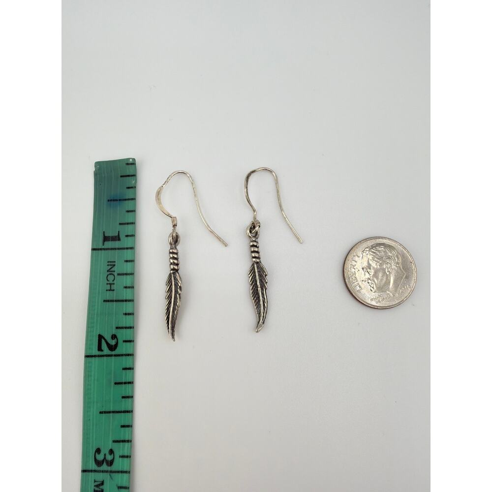 NEW Artisan Handcrafted Metal Feather Dangle Earrings - Picture 6 of 6